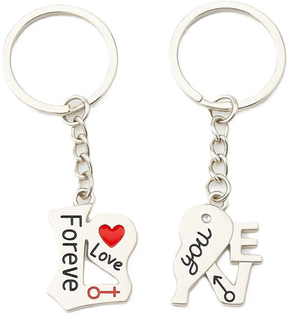 2-Piece Keychain Forever Love You | Couples Keychain | For Him & Her | Silver V1188-MS101-00366-1