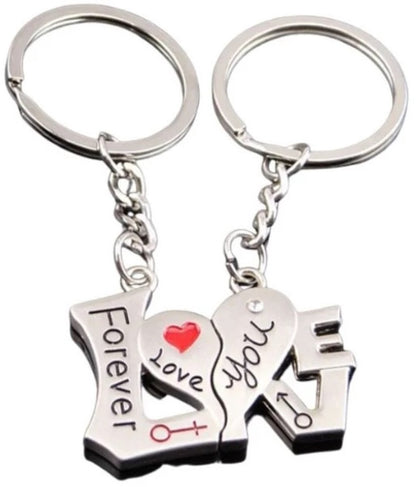 2-Piece Keychain Forever Love You | Couples Keychain | For Him & Her | Silver V1188-MS101-00366-1