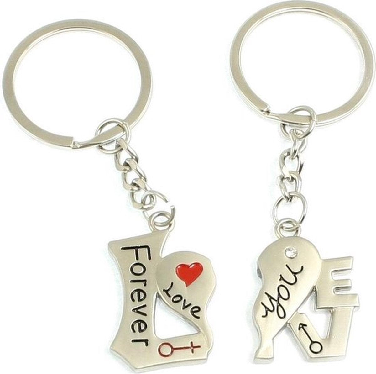 2-Piece Keychain Forever Love You | Couples Keychain | For Him & Her | Silver V1188-MS101-00366-1