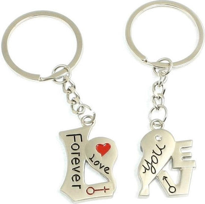 2-Piece Keychain Forever Love You | Couples Keychain | For Him & Her | Silver V1188-MS101-00366-1