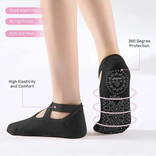 Closed Toe Yoga Socks | With Anti-Slip Bottom | Anti-Slip Socks | Pilates Socks | Size 36-40 | Red V1188-MS101-00371-1