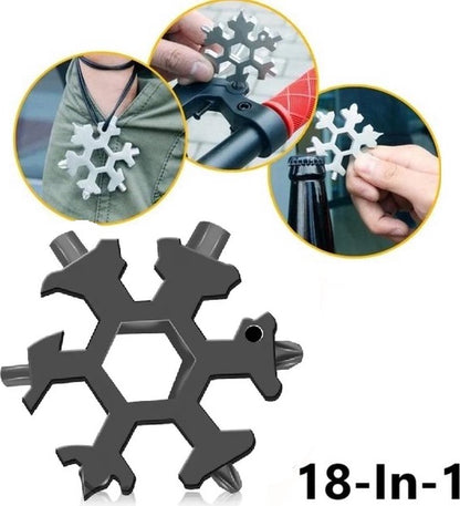 18 in 1 Multipocket Tool | 18 Functions | Stainless Steel | Multitool Keychain | Bicycle Tools | Snowflake | V1188-MS101-00372-1