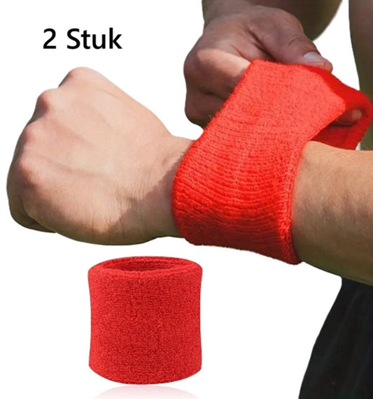 Wristband Set | Sweatband | Sweatbands | Wrist | Sports Bands | 2 Pieces | 8 x 8 CM | Red V1188-MS101-00375-1