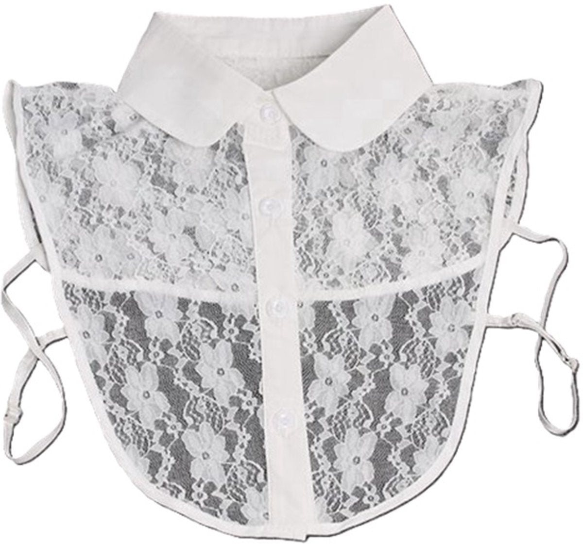 Detachable Collar with Round Collar | Transparent Lace | Blouse Collar | Faux Collar | White V1188-MS101-00377-1