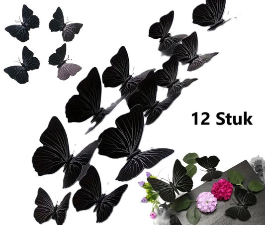 Set of 12 3D Butterfly Wall Decoration | Wall Butterflies | Nursery Decoration | Foldable Wall Stickers | V1188-MS101-00382-1