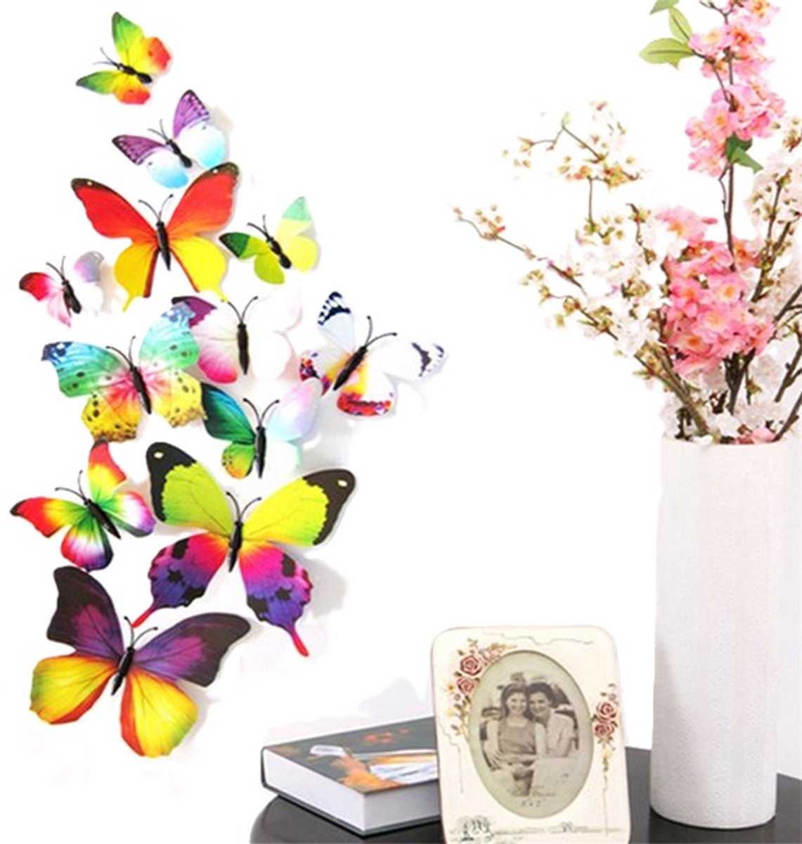3D Wall Decoration Butterflies 12 Pieces | Wall Butterflies | Butterfly Wall Stickers | Rainbow V1188-MS101-00384-1