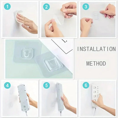 2 Pairs Transparent Self-Adhesive Hanging Hooks | Hanging System | Self-Adhesive Wall Hangers | Double-Sided V1188-MS101-00394-1