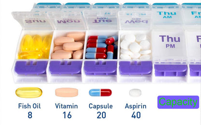Medicine box | Pill box | Pill case | Medicine box | Pill Box | With Push Button | 7 days | 2 Daily portions V1188-MS101-00396-1
