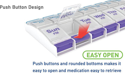 Medicine box | Pill box | Pill case | Medicine box | Pill Box | With Push Button | 7 days | 2 Daily portions V1188-MS101-00396-1