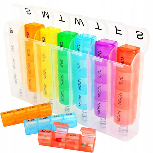 Pill Box for 7 Days & 4 Times | Pill Box 28 Compartments | Medicine Box | Pill Organizer | Automatic Opening V1188-MS101-00398-1
