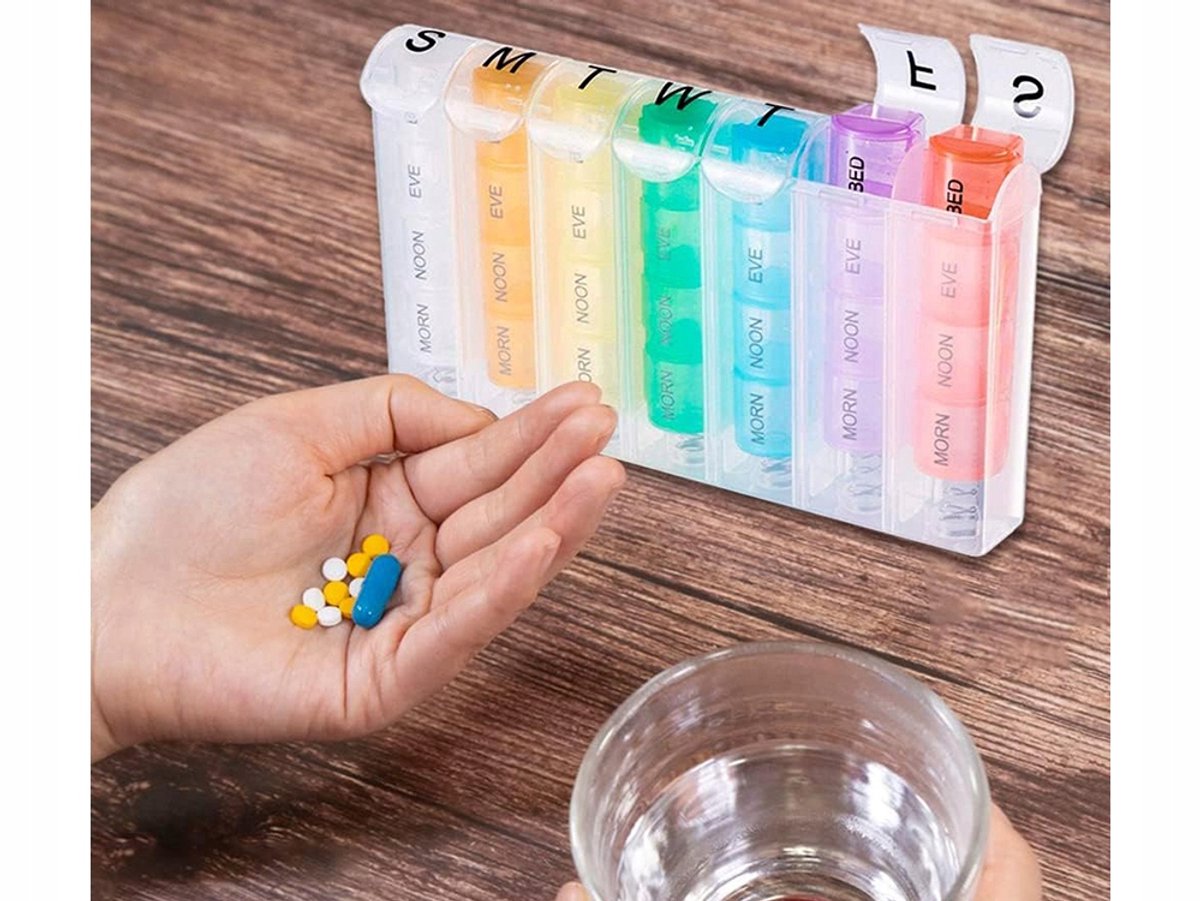 Pill Box for 7 Days & 4 Times | Pill Box 28 Compartments | Medicine Box | Pill Organizer | Automatic Opening V1188-MS101-00398-1
