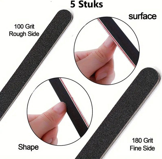 5x Boomerang Files 100/180 Grit | Curved Nail Buffer | Nail File | Polishing Block | Nail Polishing Block | V1188-MS101-00403-1