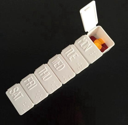 Pill Box | 7-Day Pill Box | Medicine Box | Pill Box | 1 Week | With Daily Divider | White V1188-MS101-00404-1
