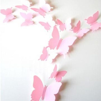 Solid pink 3D butterflies V1188-MS101-00405-1