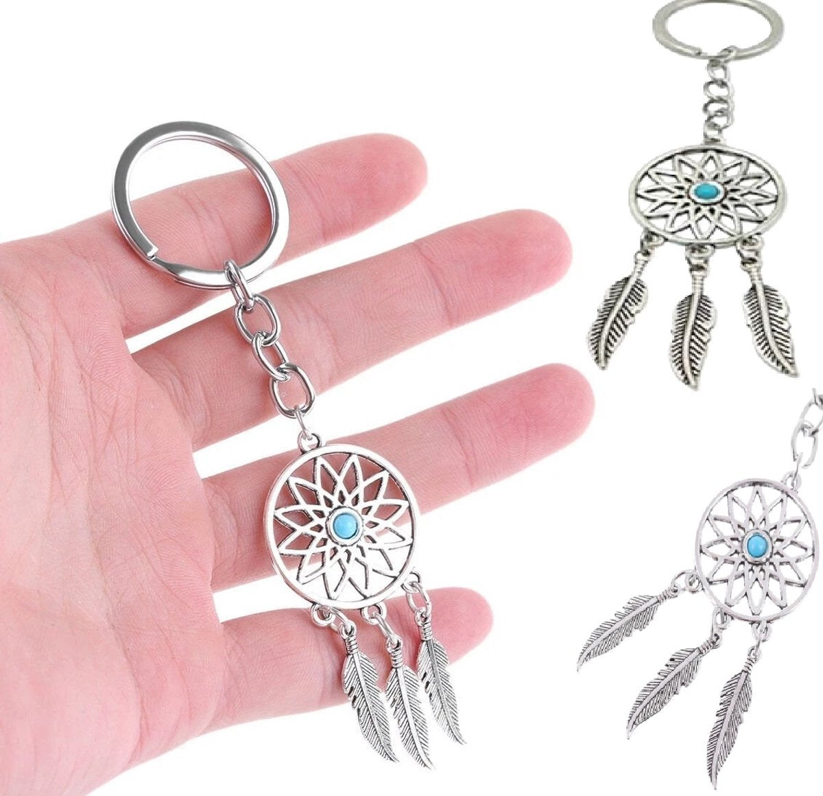 Dreamcatcher Keychain | Dream Catcher Keychain | Lucky Charm | Silver V1188-MS101-00408-1