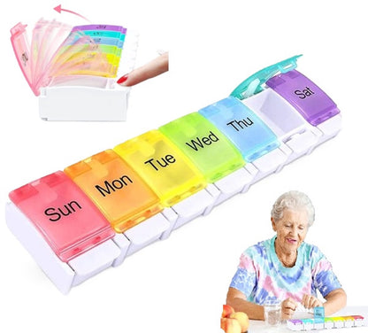 Pill Box | Pill Box | Medicine Box | Pill Box | Sunday to Saturday | 7 Days | 1 Week | Push Button | V1188-MS101-00409-1