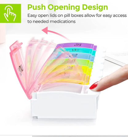 Pill Box | Pill Box | Medicine Box | Pill Box | Sunday to Saturday | 7 Days | 1 Week | Push Button | V1188-MS101-00409-1