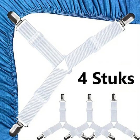 Bed Sheet Clips | Sheet Tighteners | Duvet Clamps | Sheet Tightener Clips | Set of 4 | White V1188-MS101-00413-1