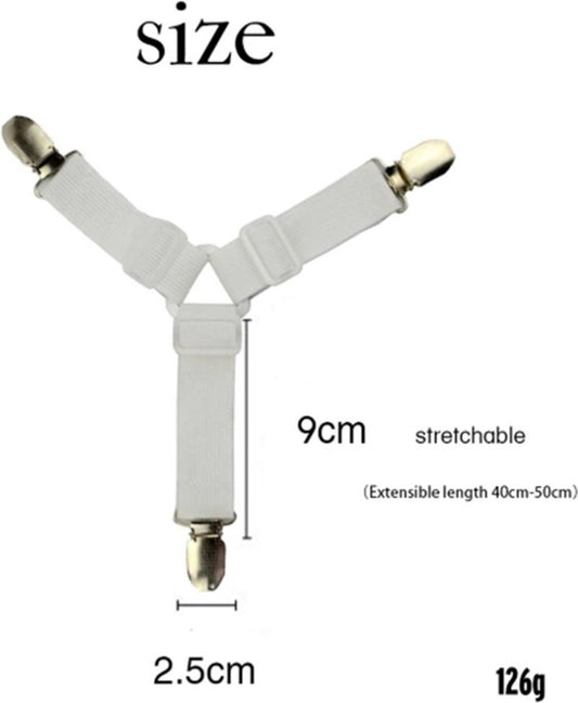 Bed Sheet Clips | Sheet Tighteners | Duvet Clamps | Sheet Tightener Clips | Set of 4 | White V1188-MS101-00413-1
