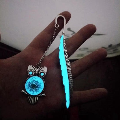 Owl Shaped Bookmark | Glow in the Dark | Luminous | Bookmark | Metal | Silver V1188-MS101-00414-1
