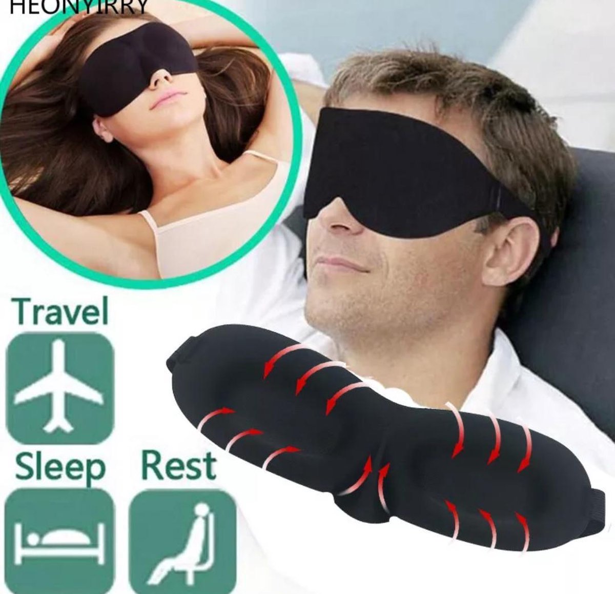 3D Sleep Mask (Comfortable, Soothing) V1188-MS101-00422-1