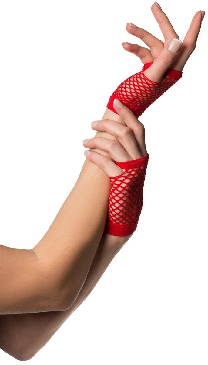 Partyxclusive Fingerless Fishnet Gloves Women Red One-size V1188-MS101-00423-1