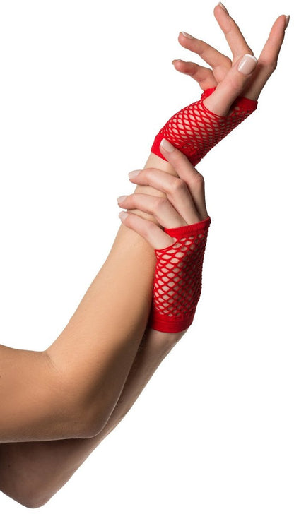 Partyxclusive Fingerless Fishnet Gloves Women Red One-size V1188-MS101-00423-1