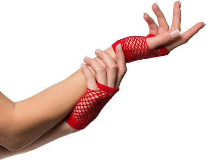 Partyxclusive Fingerless Fishnet Gloves Women Red One-size V1188-MS101-00423-1