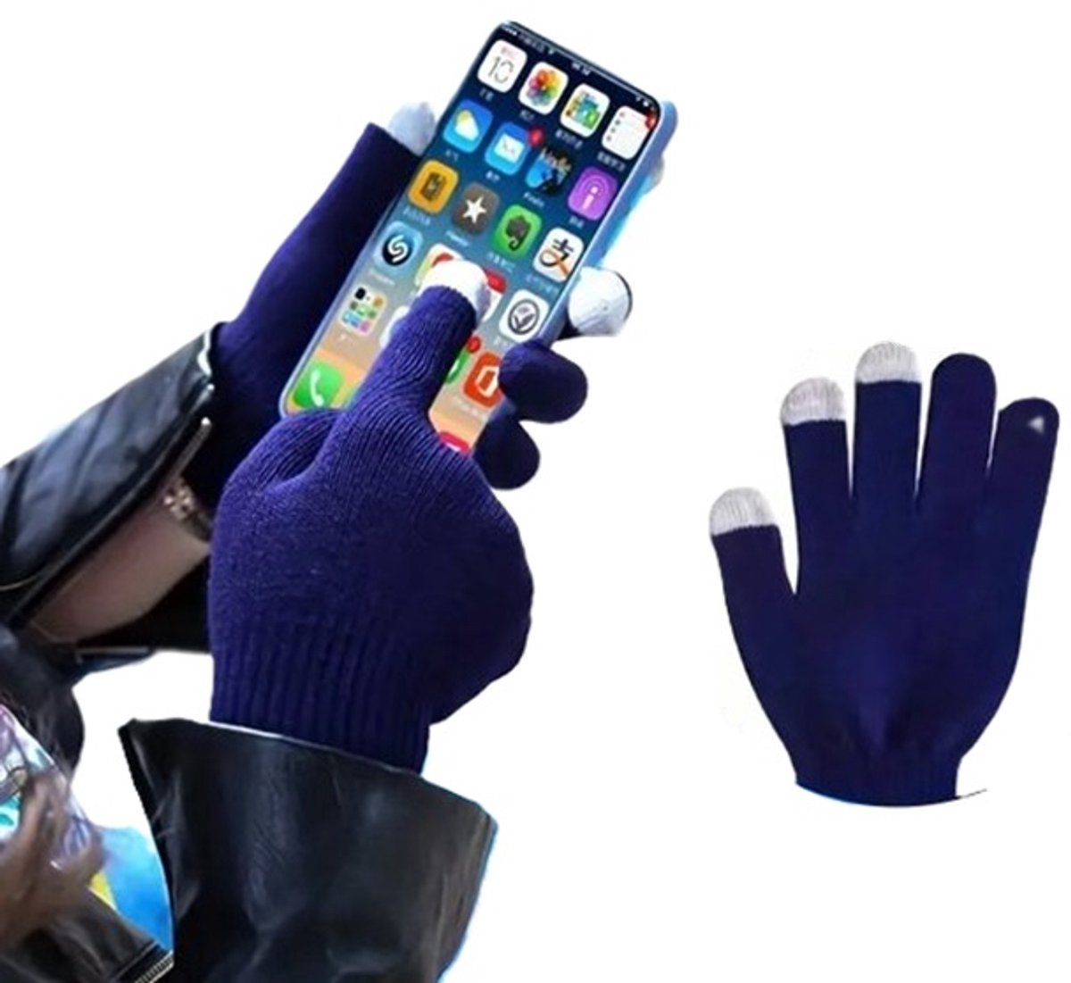 Touchscreen Gloves | Mittens | Touch Tip Gloves | Scandinavian Pattern | Unisex | For Adults | One Size | Blue V1188-MS101-00430-1