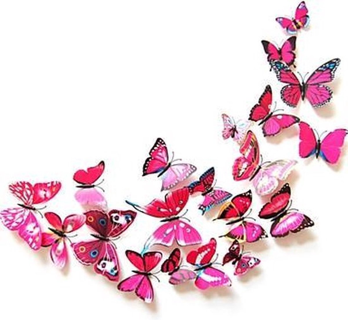 3D Wall Decoration Butterflies 12 Pieces | Wall Butterflies | Butterfly Wall Stickers | Pink V1188-MS101-00445-1