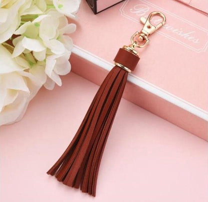 Tassel keychain | leather (PU) / women / men / bag charm / car - leather lanyard DARK BROWN V1188-MS101-00449-1