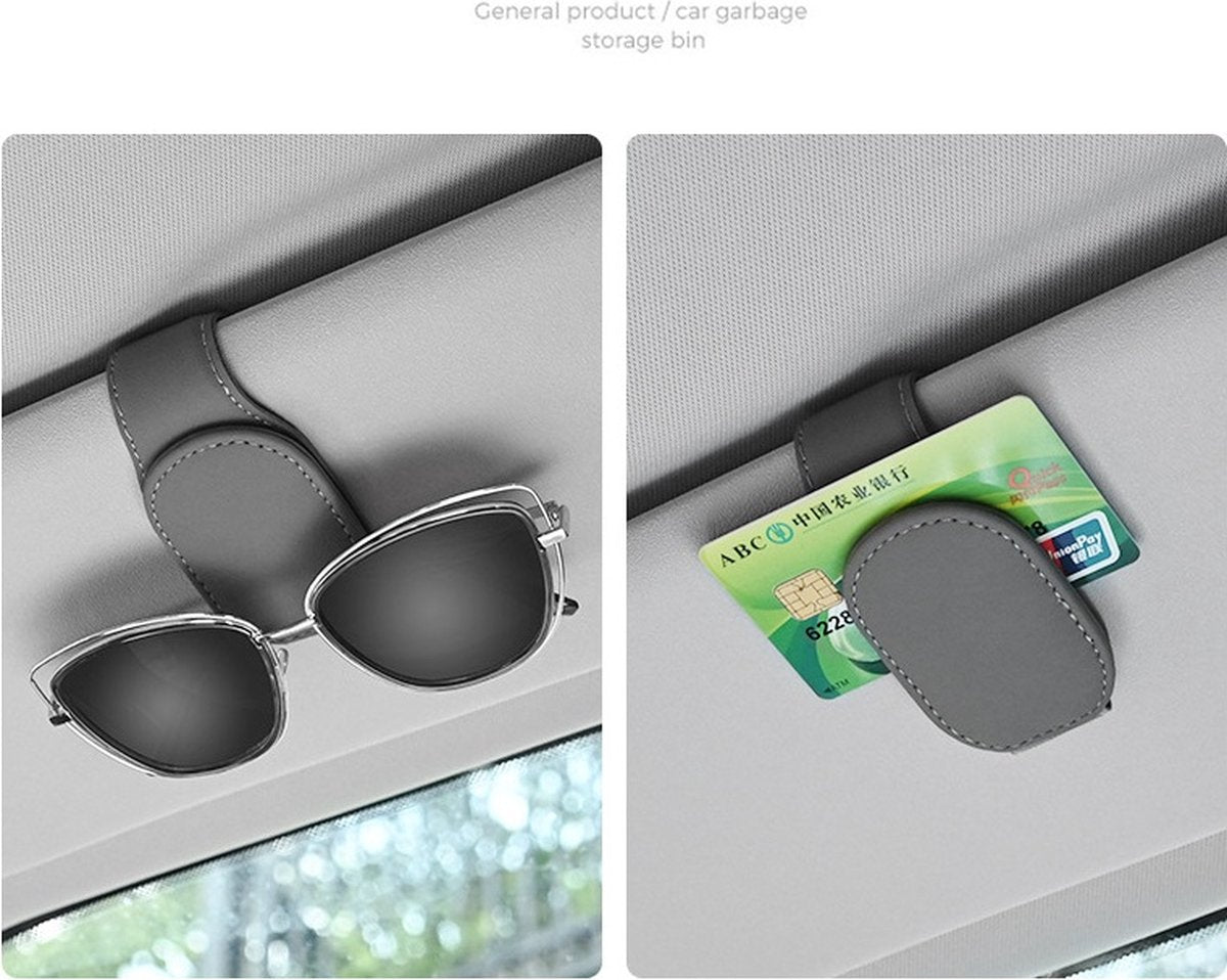 Car Sunglasses Holder PU Leather | Sun Visor Holder | Glasses Holder | Reading Glasses Holder | Storage Clip V1188-MS101-00457-1