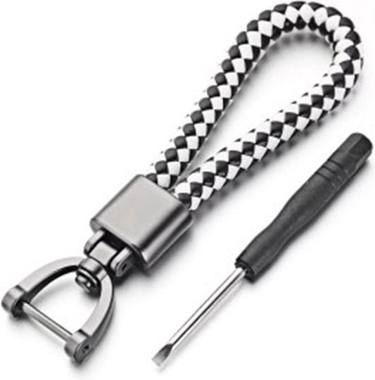 Car Keychain | Key Holder | Leather Keychain | Universal | White / Black V1188-MS101-00461-1