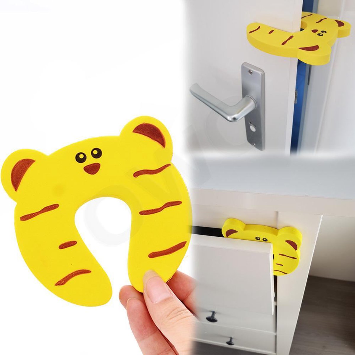 doorstop for cabinet drawers and doors for child safety finger protector - tiger yellow V1188-MS101-00463-1