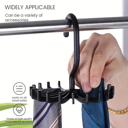 Tie Hanger | Tie Hanger | Tie Organizer | Tie Hook | Hang 20 Ties | Black V1188-MS101-00466-1