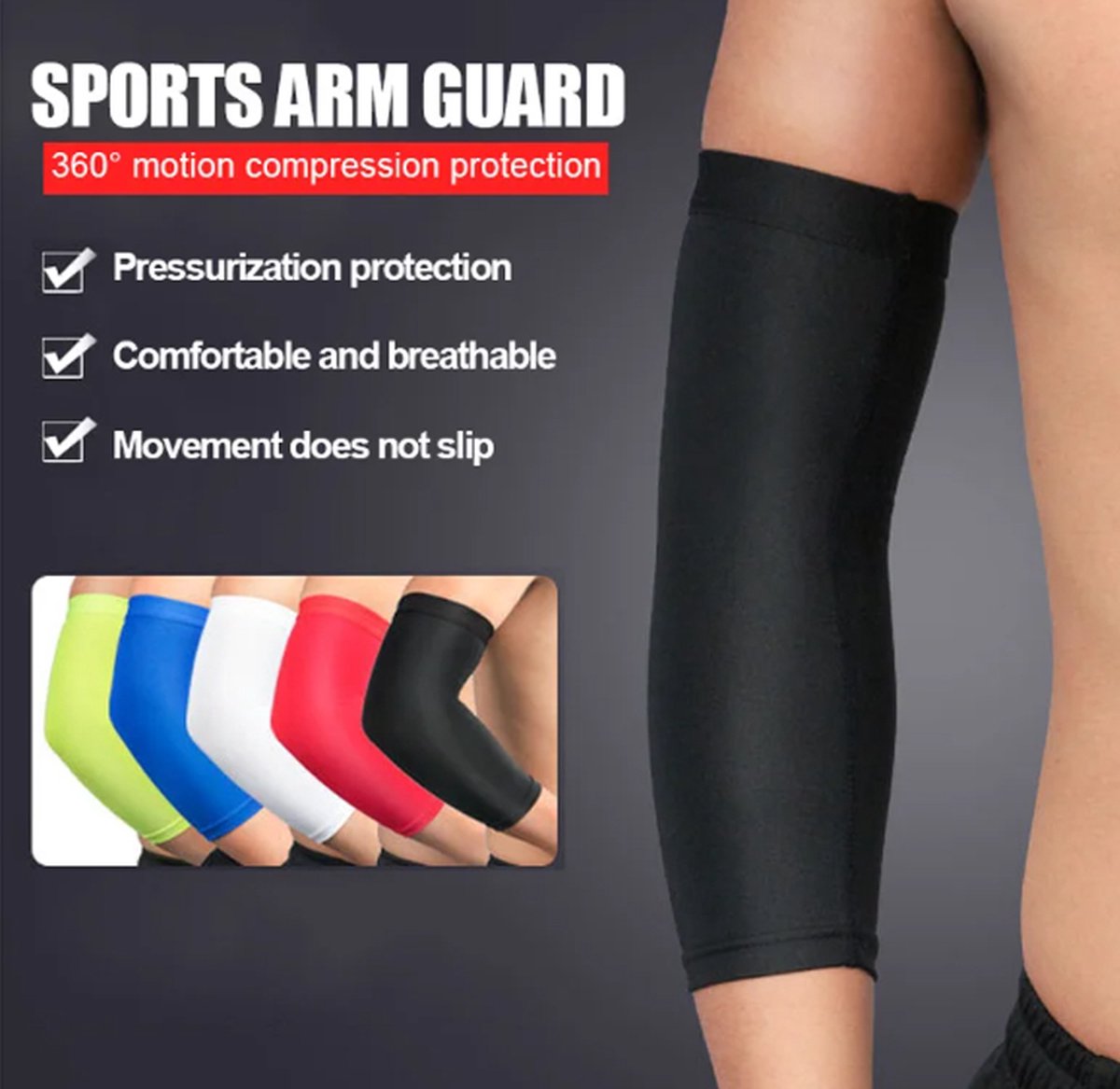 Light Compression Arm Sleeve | Arm Support | Arm Protector | Armbands | Arm Support | 1 Piece | Size LI Blue V1188-MS101-00468-1