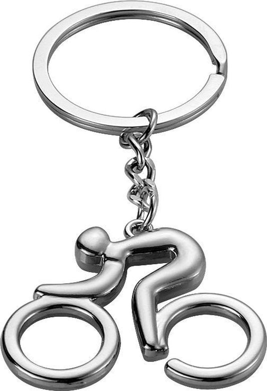 Metal cyclist keychain, length approx. 8.5 cm, width approx. 4 cm. V1188-MS101-00471-1