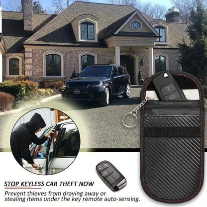 2x RFID Anti-theft Protective Case for Car Key | Carbon Keyless Entry Protective Case | With Hook V1188-MS101-00476-1