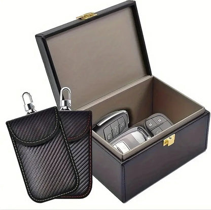 2x RFID Anti-theft Protective Case for Car Key | Carbon Keyless Entry Protective Case | With Hook V1188-MS101-00476-1
