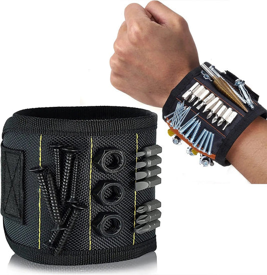 Magnetic Bracelet With 3 Magnetic Pockets | Wrist Tool Belt | Screw Wristband | DIY Bracelet | One Size | V1188-MS101-00479-1