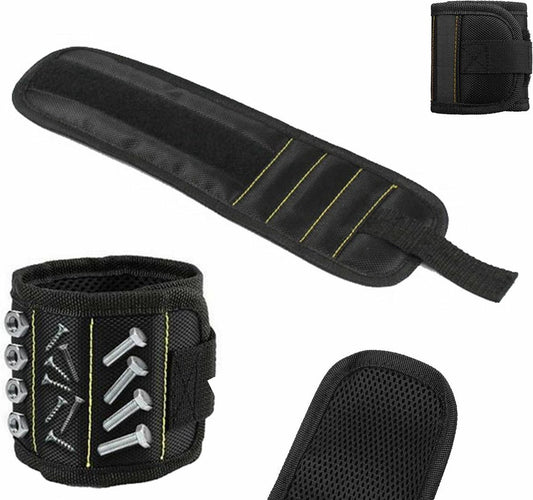 Magnetic Bracelet With 3 Magnetic Pockets | Wrist Tool Belt | Screw Wristband | DIY Bracelet | One Size | V1188-MS101-00479-1
