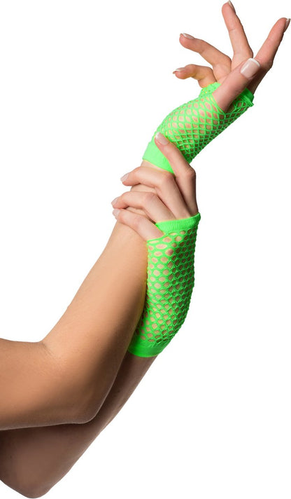 Partychimp Fingerless Fishnet Gloves Women's Elastane Green V1188-MS101-00481-1