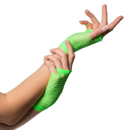 Partychimp Fingerless Fishnet Gloves Women's Elastane Green V1188-MS101-00481-1