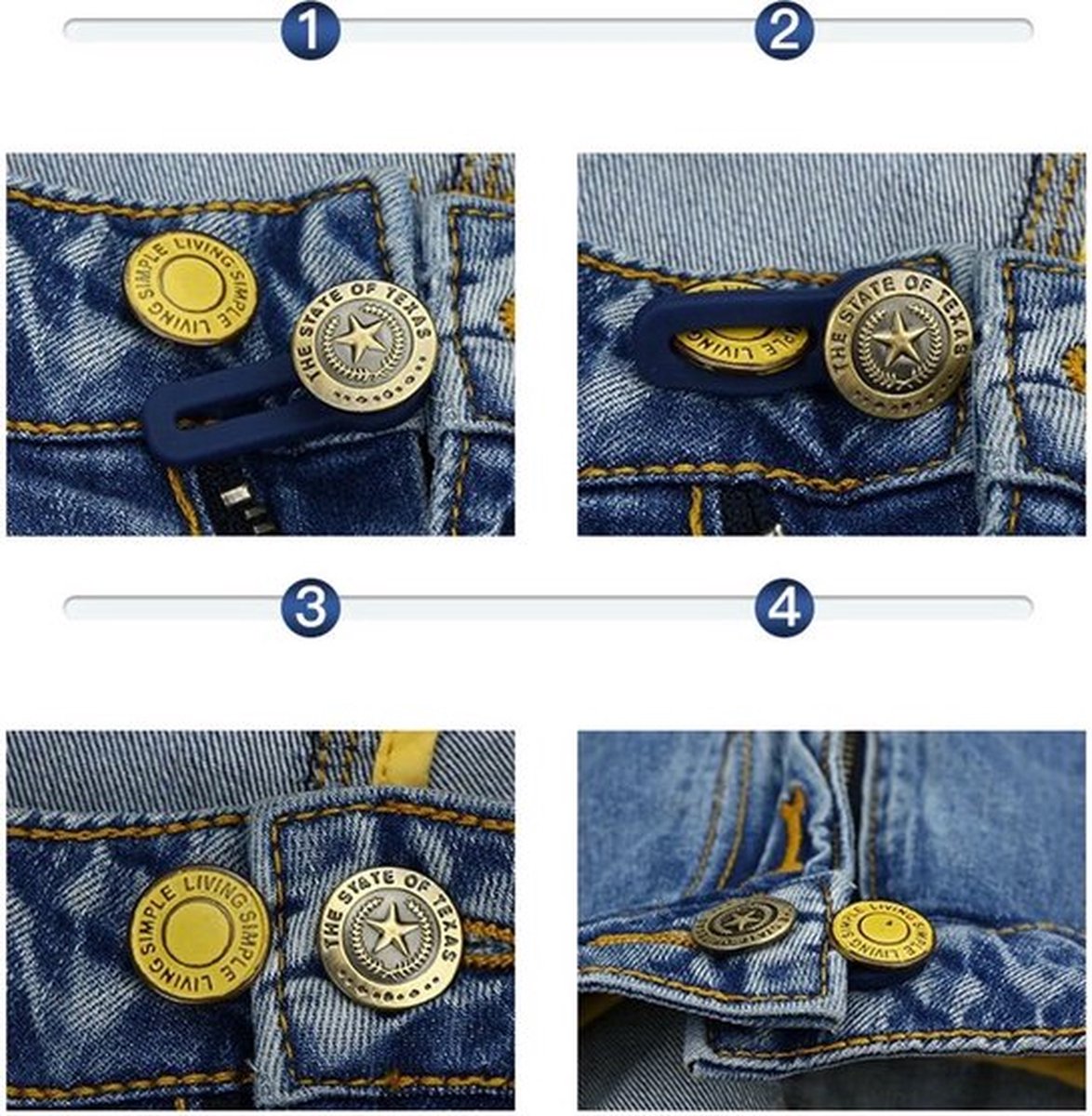 3-Piece Jeans Extension Buttons | Floral Design | Buttonhole Extender | Jeans Extension Button | 5.5 cm V1188-MS101-00482-1