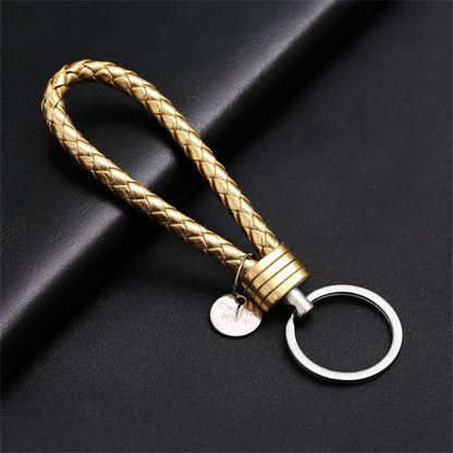 Luxury PU Leather Keychain | Key Holder | Woven Keychain | Universal | Gold V1188-MS101-00492-1