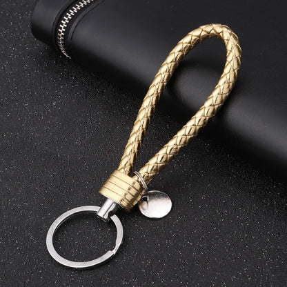 Luxury PU Leather Keychain | Key Holder | Woven Keychain | Universal | Gold V1188-MS101-00492-1