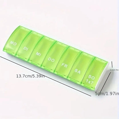 Pill Box | Pill Box | Medicine Box | Pill Box | 7 Days | 1 Week | Monday to Sunday | Green V1188-MS101-00505-1