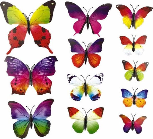 Set of 12 3D Butterfly Wall Decoration | Wall Butterflies | Nursery Decoration | Foldable Wall Stickers | V1188-MS101-00508-1