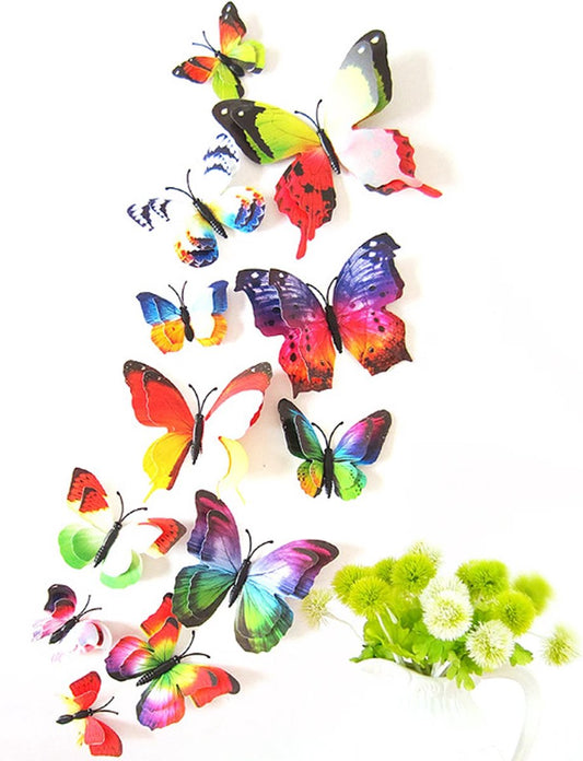 Set of 12 3D Butterfly Wall Decoration | Wall Butterflies | Nursery Decoration | Foldable Wall Stickers | V1188-MS101-00508-1