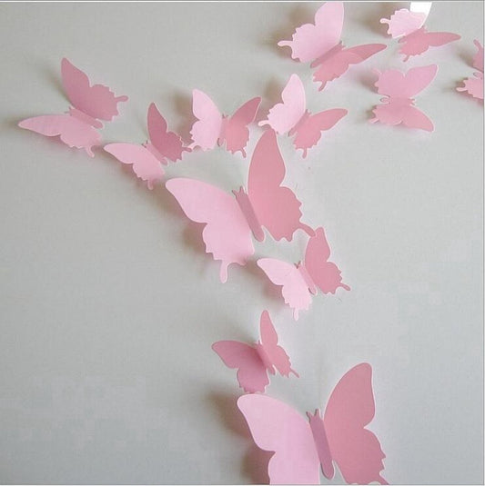 3D Wall Decoration Butterflies 12 Pieces | Wall Butterflies | Butterfly Wall Stickers | Solid Wall Stickers | V1188-MS101-00510-1